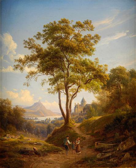 Julius Lange Am Rhein bei Nonnenwerth Norge oil painting art